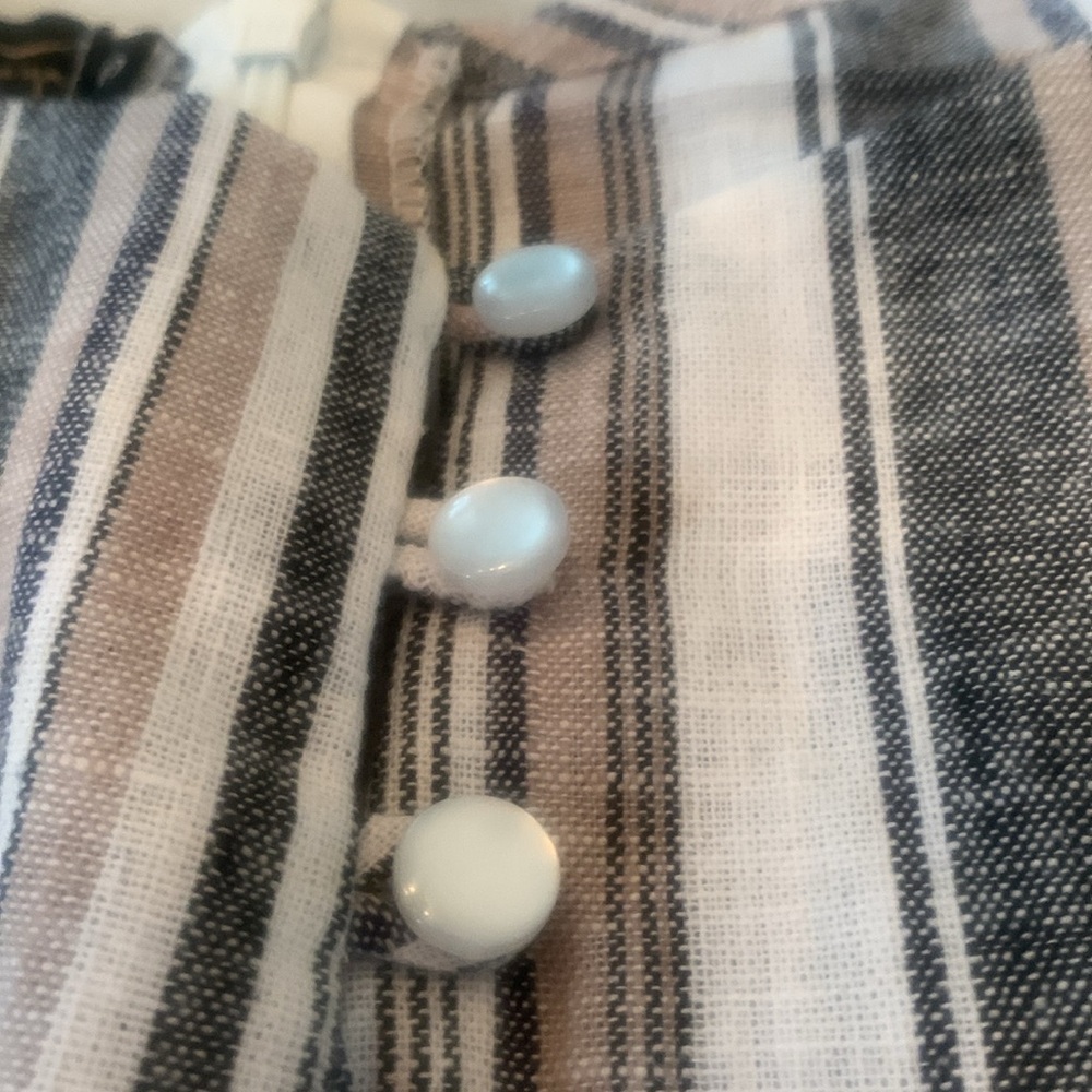 NWT Gaya Romper Stripes Linen Pockets Small - Picture 7 of 8